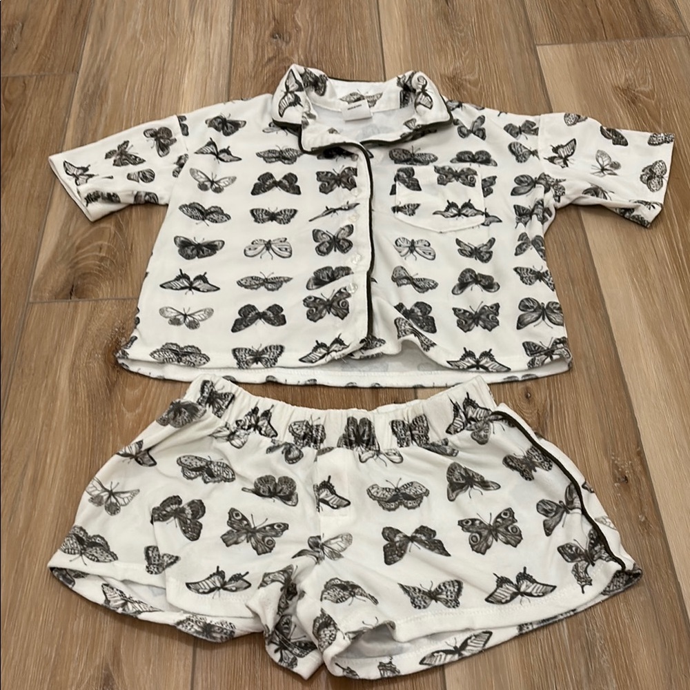 Art Class Black and White Pajama Set with Butterfly Print